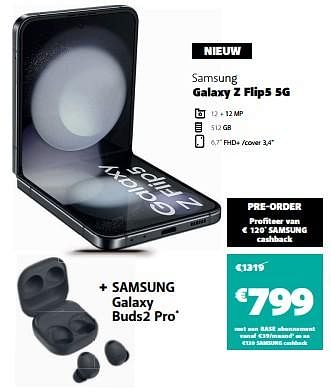 Promoties Samsung galaxy z flip5 5g - Samsung - Geldig van 26/07/2023 tot 31/07/2023 bij Base