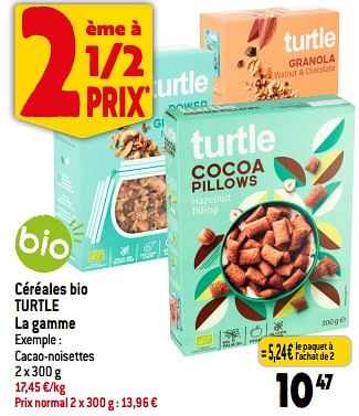 Promotions Céréales bio turtle - Turtle  - Valide de 26/07/2023 à 01/08/2023 chez Smatch