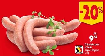 Promotions Chipolata porc et veau - Produit Maison - Smatch - Valide de 26/07/2023 à 01/08/2023 chez Smatch
