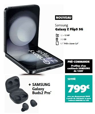 Promotions Samsung galaxy z flip5 5g - Samsung - Valide de 26/07/2023 à 31/07/2023 chez Base