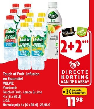 Promoties Touch of fruit, infusion en essentiel volvic - Volvic - Geldig van 26/07/2023 tot 01/08/2023 bij Louis Delhaize