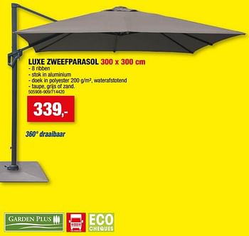 Promoties Luxe zweefparasol - Garden Plus  - Geldig van 26/07/2023 tot 06/08/2023 bij Hubo