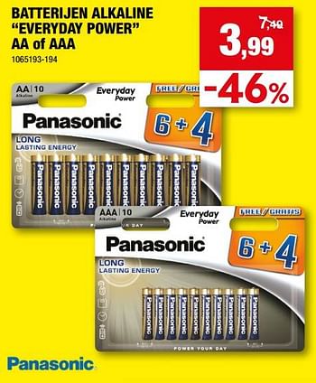 Promotions Batterijen alkaline everyday power aa of aaa - Panasonic - Valide de 26/07/2023 à 06/08/2023 chez Hubo