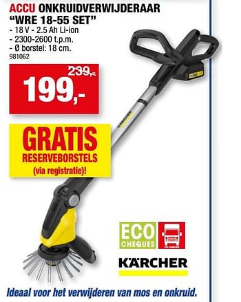 Promoties Kärcher accu onkruidverwijderaar wre 18-55 set - Kärcher - Geldig van 26/07/2023 tot 06/08/2023 bij Hubo