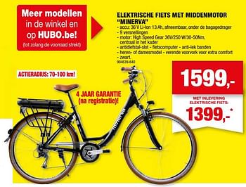 Promoties Elektrische fiets met middenmotor minerva - Minerva - Geldig van 26/07/2023 tot 06/08/2023 bij Hubo