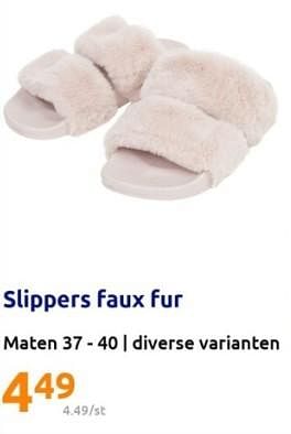 Promoties Slippers faux fur - Huismerk - Action - Geldig van 26/07/2023 tot 01/08/2023 bij Action