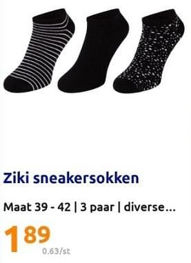 Promoties Ziki sneakersokken - Ziki - Geldig van 26/07/2023 tot 01/08/2023 bij Action