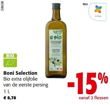 Promoties Boni selection bio extra olijfolie van de eerste persing - Boni - Geldig van 26/07/2023 tot 08/08/2023 bij Colruyt