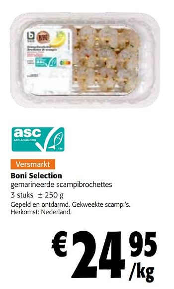 Promoties Boni selection gemarineerde scampibrochettes - Boni - Geldig van 26/07/2023 tot 08/08/2023 bij Colruyt
