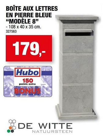 Promotions Boîte aux lettres en pierre bleue modèle 8 - DE WITTE  - Valide de 26/07/2023 à 06/08/2023 chez Hubo