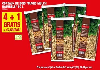 Promotions Copeaux de bois magic mulch naturels - Acrofino - Valide de 26/07/2023 à 06/08/2023 chez Hubo