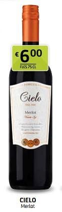 Promoties Cielo merlot - Rode wijnen - Geldig van 28/07/2023 tot 10/08/2023 bij BelBev