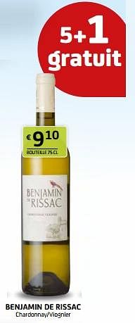 Promotions Benjamin de rissac chardonnay-viognier - Vins blancs - Valide de 28/07/2023 à 10/08/2023 chez BelBev