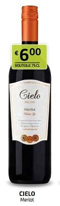 Promotions Cielo merlot - Vins rouges - Valide de 28/07/2023 à 10/08/2023 chez BelBev
