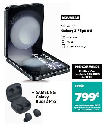 Promotions Samsung galaxy z flip5 5g - Samsung - Valide de 01/08/2023 à 11/08/2023 chez Base