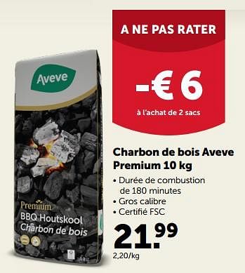 Promotions Charbon de bois aveve premium - Produit maison - Aveve - Valide de 04/08/2023 à 13/08/2023 chez Aveve