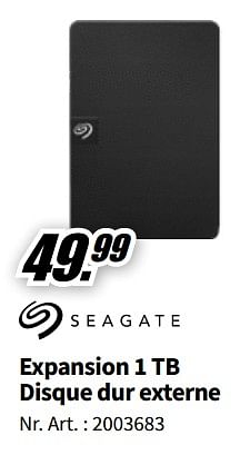 Promotions Expansion 1 tb disque dur externe - Seagate - Valide de 21/08/2023 à 27/08/2023 chez Media Markt