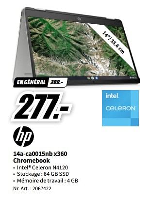 Promotions Hp 14a-ca0015nb x360 chromebook - HP - Valide de 21/08/2023 à 27/08/2023 chez Media Markt