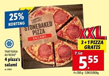 Promoties 4 pizza‘s salami - Trattoria Alfredo - Geldig van 23/08/2023 tot 29/08/2023 bij Lidl