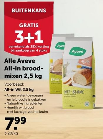 Promotions All-in broodmixen 2,5 kg - Produit maison - Aveve - Valide de 16/08/2023 à 27/08/2023 chez Aveve