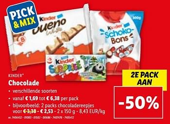 Promoties Chocolade - Kinder - Geldig van 23/08/2023 tot 29/08/2023 bij Lidl
