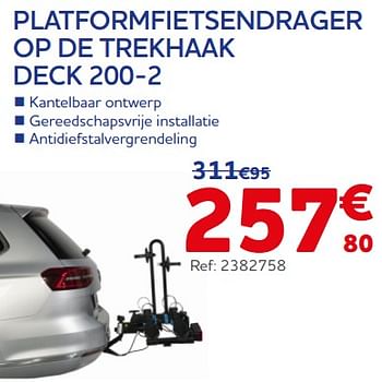 Promoties Platformfietsendrager op de trekhaak deck 200-2 - Norauto - Geldig van 22/08/2023 tot 10/10/2023 bij Auto 5