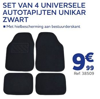 Promoties Set van 4 universele autotapijten unikar zwart - Huismerk - Auto 5  - Geldig van 22/08/2023 tot 10/10/2023 bij Auto 5