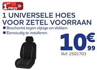 Promoties Universele hoes voor zetel voorraan - 1ste prijs - Geldig van 22/08/2023 tot 10/10/2023 bij Auto 5