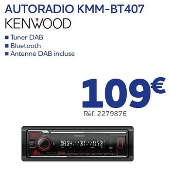 Promoties Kenwood autoradio kmm-bt407 - Kenwood - Geldig van 22/08/2023 tot 10/10/2023 bij Auto 5