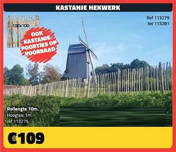 Promoties Kastanje hekwerk 10m - Huismerk - Bouwcenter Frans Vlaeminck - Geldig van 03/08/2023 tot 31/08/2023 bij Bouwcenter Frans Vlaeminck