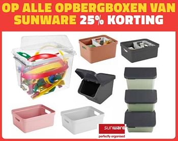 Promoties Op alle opbergboxen van sunware 25% korting - Sunware - Geldig van 03/08/2023 tot 31/08/2023 bij Bouwcenter Frans Vlaeminck