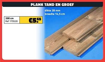 Promoties Plank tand en groef 200 cm - Huismerk - Bouwcenter Frans Vlaeminck - Geldig van 03/08/2023 tot 31/08/2023 bij Bouwcenter Frans Vlaeminck