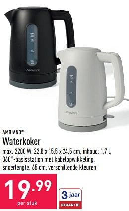 Promoties Ambiano waterkoker - Ambiano - Geldig van 30/08/2023 tot 08/09/2023 bij Aldi