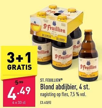 Promoties Blond abdijbier - St.Feuillien - Geldig van 02/09/2023 tot 08/09/2023 bij Aldi