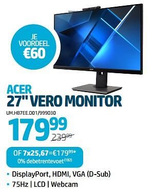 Promotions Acer 27`` vero monitor - Acer - Valide de 24/08/2023 à 06/09/2023 chez Auva