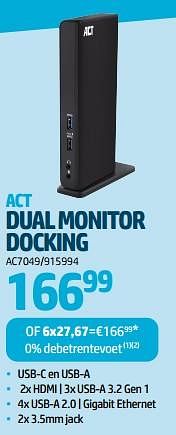 Promoties Act dual monitor docking - ACT - Geldig van 24/08/2023 tot 06/09/2023 bij Auva