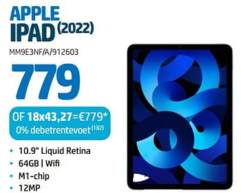 Promotions Apple ipad 2022 - Apple - Valide de 24/08/2023 à 06/09/2023 chez Auva
