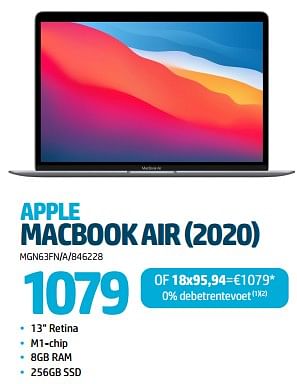 Promoties Apple macbook air 2020 - Apple - Geldig van 24/08/2023 tot 06/09/2023 bij Auva