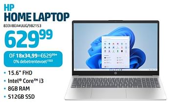 Promoties Hp home laptop - HP - Geldig van 24/08/2023 tot 06/09/2023 bij Auva