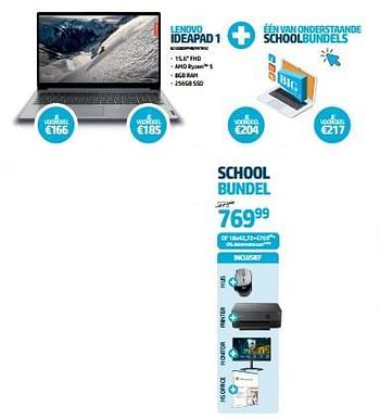 Promoties Lenovo ideapad 1 school bundel - Lenovo - Geldig van 24/08/2023 tot 06/09/2023 bij Auva