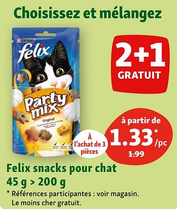 Promotions Felix snacks pour chat - Purina - Valide de 28/08/2023 à 02/09/2023 chez Maxi Zoo