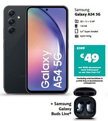 Promoties Samsung galaxy a54 5g - Samsung - Geldig van 12/08/2023 tot 31/08/2023 bij Base