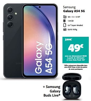 Promotions Samsung galaxy a54 5g - Samsung - Valide de 12/08/2023 à 31/08/2023 chez Base