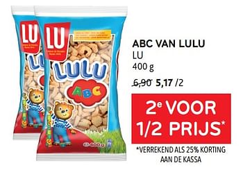 Promoties Abc van lulu lu 2e voor 1-2 prijs - Lu - Geldig van 22/08/2023 tot 05/09/2023 bij Alvo