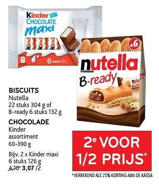 Promoties Biscuits nutella + chocolade kinder 2e voor 1-2 prijs - Huismerk - Alvo - Geldig van 22/08/2023 tot 05/09/2023 bij Alvo