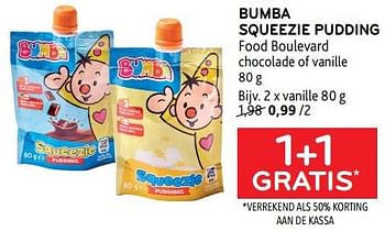 Promoties Bumba squeezie pudding food boulevard 1+1 gratis - Food Boulevard - Geldig van 22/08/2023 tot 05/09/2023 bij Alvo