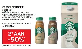 Promoties Gekoelde koffie starbucks 2e aan -50% - Starbucks - Geldig van 22/08/2023 tot 05/09/2023 bij Alvo