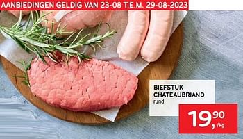Promoties Biefstuk chateaubriand - Huismerk - Alvo - Geldig van 22/08/2023 tot 29/08/2023 bij Alvo