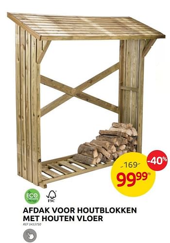 Promoties Afdak voor houtblokken met houten vloer - Huismerk - Brico - Geldig van 23/08/2023 tot 04/09/2023 bij Brico