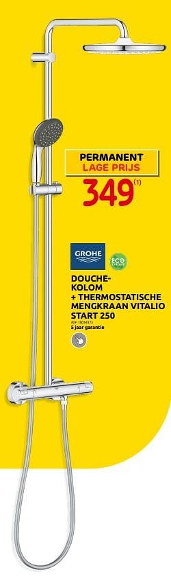 Promoties Douchekolom + thermostatische mengkraan vitalio start 250 - Grohe - Geldig van 23/08/2023 tot 04/09/2023 bij Brico